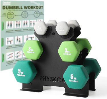 Набір гантелей Kurzhantel-Set для дому та фітнес-залу, 18 кг (небо, лайм, зелений)