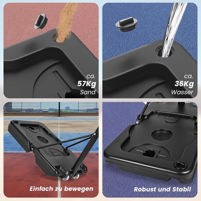 Баскетбольний кошик SAMAX на стійці, регульована висота 100-305 см, з колесами, сітка в комплекті. Підходить для гри в саду, на спортивному майданчику та полі, для дорослих та дітей.