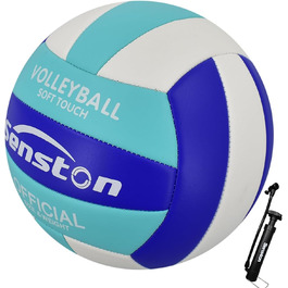 Волейбольний м'яч Senston, розмір 5, водовідштовхуючий, з насосом, для пляжу та басейну (Світло-блакитний)