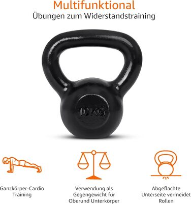 Гиря з чавуну Amazon Basics 10 кг – спортивний інвентар для фітнесу