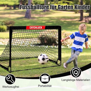 Дитячі футбольні ворота Pop Up, 2 шт. - ідеальні для гри в саду та на вулиці. Чорні, розмір 120x90x90 см, з сумкою для перенесення