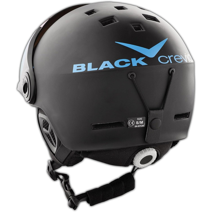 Шолом гірськолижний BLACK CREVICE Saalbach з візором (пілотський стиль) | Чоловічий та жіночий | Унісекс | Розміри 54-57 см | Чорний/Білий, Чорний/Блакитний