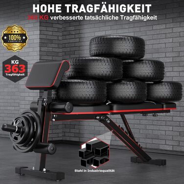 Регульована складана лава для тренувань з гантелями, 363 кг, з підставкою для ніг, упором для преса та подовженою спинкою, багатофункціональний фітнес-обладнання для дому