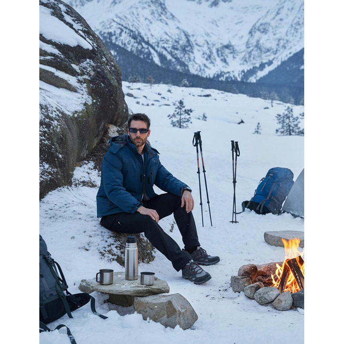 Чоловіча зимова куртка MAGCOMSEN, водонепроникна, з флісовою підкладкою, вітрозахисна, для туризму та активного відпочинку, знімний капюшон (L, темно-сірий)