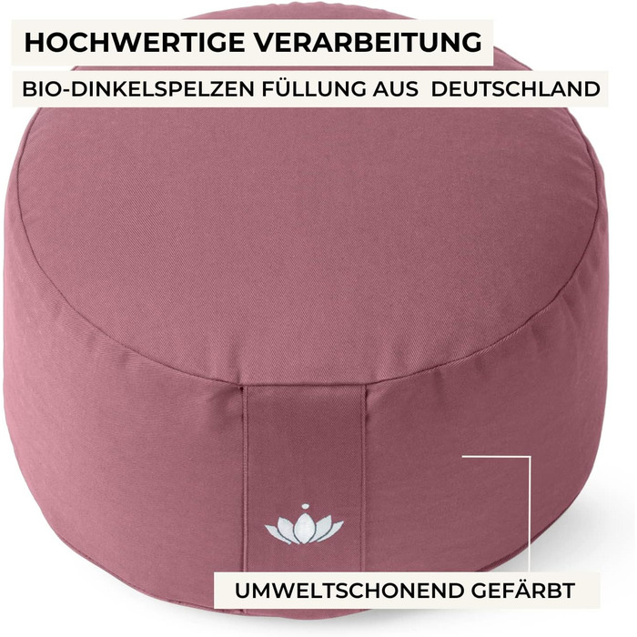 Медитаційний килимок Lotuscrafts® - високий (20 см), з пшеничною начинкою, для йоги та медитації, знімний чохол, сертифікат GOTS