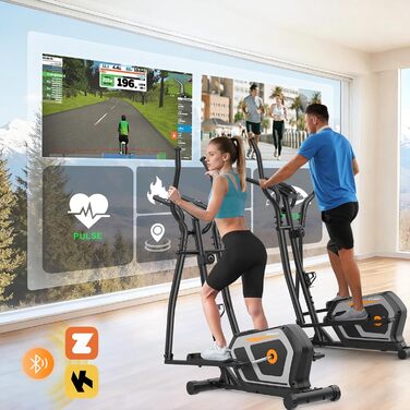 Еліптичний тренажер Crosstrainer 3-в-1 з LCD-монітором та регулюванням навантаження до 287 кг (Оранжевий + Чорний)