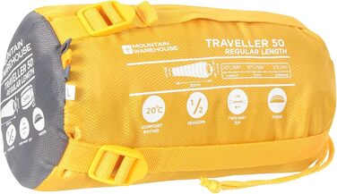 Сплячий мішок Mountain Warehouse Traveller 50 - 220 x 80 x 50 см - вітростійкий, блакитно-зелений, регульована довжина