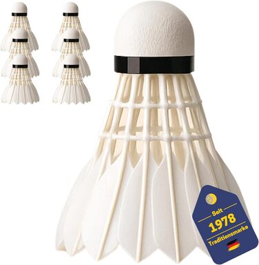 Набір для бадмінтону BEST SPORTING: 6 турнірних м'ячів з натураним пір'ям, середня швидкість