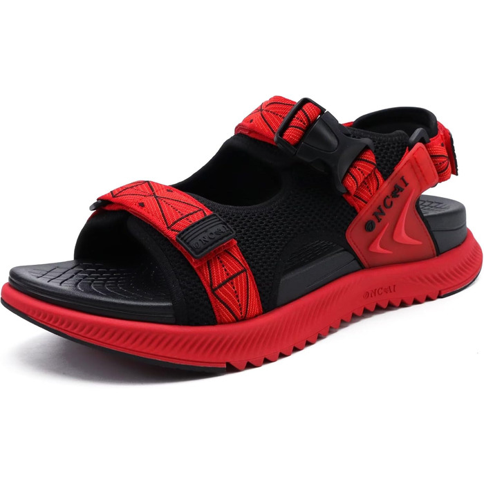 Чоловічі сандалії ONCAI Wandersandalen - сітка, літо, пляж, водний спорт, трекінг. Матеріал: сітка, регульовані ремінці, розмір EU 49, червоний колір