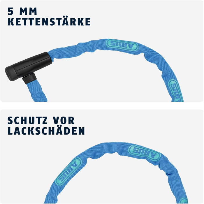 Замок ланцюговий ABUS Steel-O-Chain 5805K для велосипеда, сталевий, рівень безпеки 5, 75 см, синій