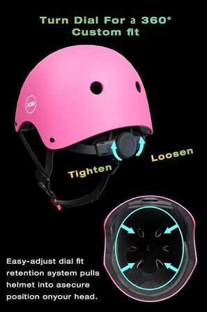 Дитячий велосипедний шолом XJD, рожевий, регульований, для велосипеда, скейтборда, скутера, ролера, 3-13 років, 55-58 см
