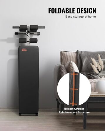 VEVOR лавка для віджимань, Bauchbank з обертовим руків'ям, регульована висота, міцна сталь, вантажопідйомність 500/600/453,6 кг для домашніх тренувань, силові вправи, м'язи всього тіла (лавка для пресу/500lbs)