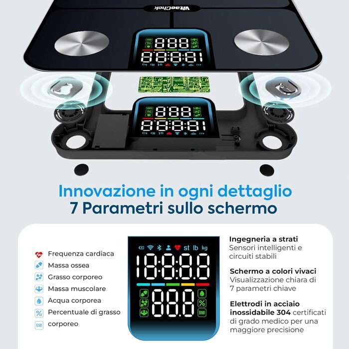 Інтелектуальна вага для тіла з ITO-екраном, електрична, для вимірювання жиру, з безкоштовним додатком