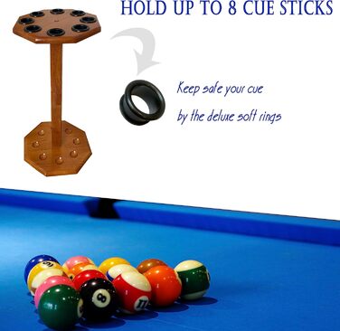 Стійка для більярдних київ на 8 київ, аксесуар для більярдного столу, дерев'яна підставка, підставка для київ для більярдного залу (FLOOR-8-MAHOGANY) (Boden-8-eiche)