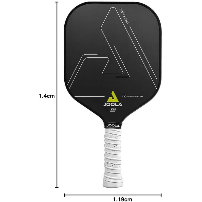 Ракетка для піклболу JOOLA Method з гладкою або текстурованою карбоновою поверхнею ручки - технологія максимального обертання та контролю, серцевина з поліпропіленового сот, 14 мм