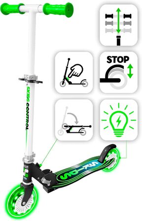 Самокат складаний чорний SKIDS CONTROL з поліпропіленовою декою та колесами LIGHTNING