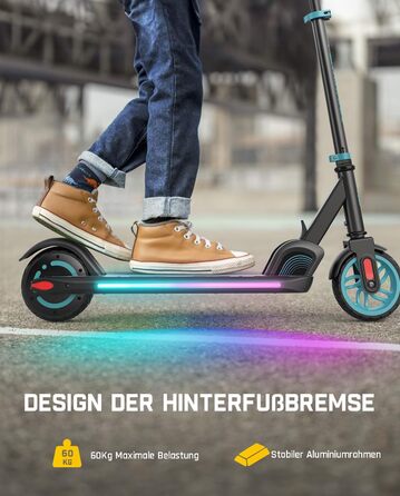 Електросамокат FanttikRide C9 Apex для дітей від 8 років, Bluetooth-музика, різнокольорові підсвітки, 8/12,8/16 км/год, запас ходу 8 км, LED-дисплей, регулювання висоти, складаний, для хлопчиків і дівчаток, синій