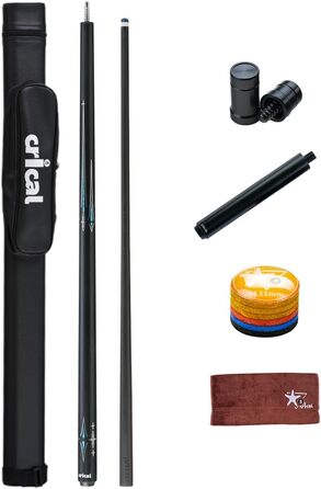 CRICAL Billardqueue з карбонового волокна, 12,5 мм наконечник, 147,3 см, професійний пул-стик для дорослих, повна карбонова технологія, низька деформація, комплект більярдних стиків