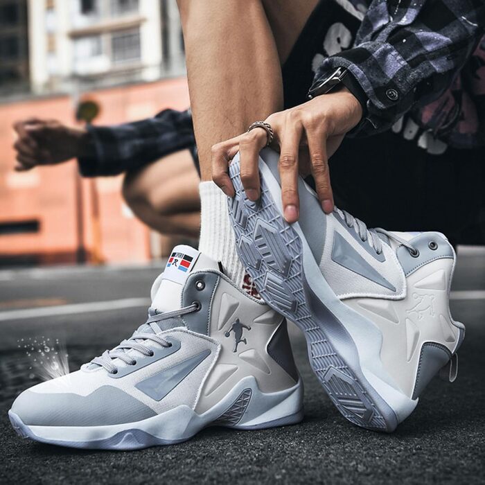 Баскетбольні кросівки High Top з антиковзким покриттям, легкі та зручні, розмір 43 EU, вузька колодка, білі