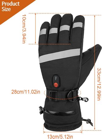 Електричні гріючі рукавички для чоловіків та жінок, 7.4V 5000mAh/6000mAh, сенсорний екран, 3 режими, 45/50/55°C, антиковзкі, для катання на велосипеді, лижах, кемпінгу (чорний, 6000mAh)