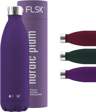 FLSK термобутилка з нержавіючої сталі, преміум, 100% герметична, для газованих напоїв, зберігає холод до 24 годин і тепло до 18 годин, колір nordic plum