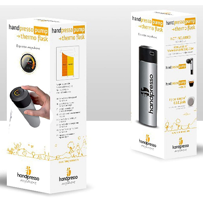 Термос Handpresso 300 мл з термометром, сріблястий, зберігає тепло до 3 годин
