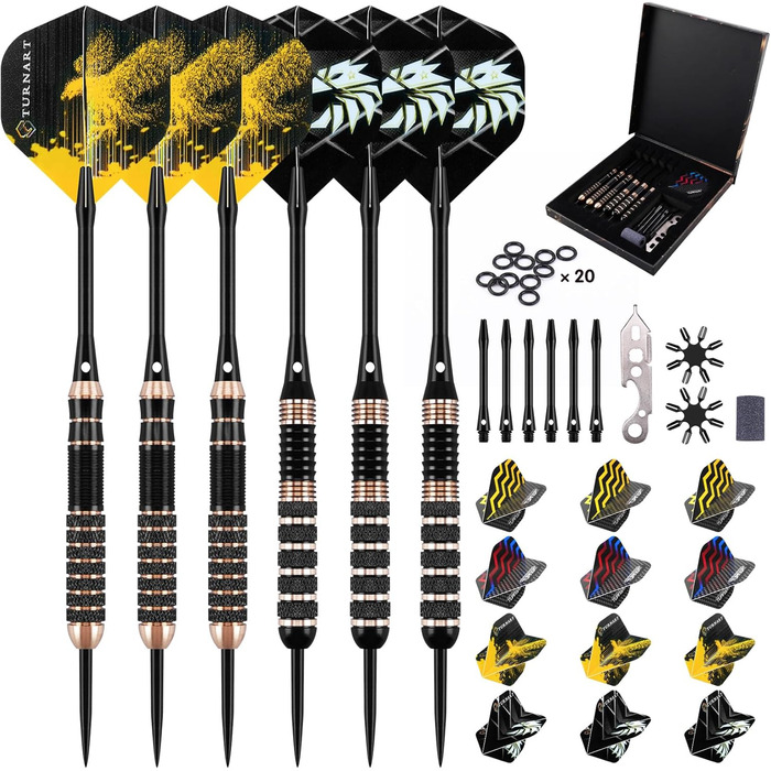 Дарти Turnart Metallspitze Set - Професійний набір дротиків 6 шт (22/24 г) з латунними корпусами та сталевими наконечниками
