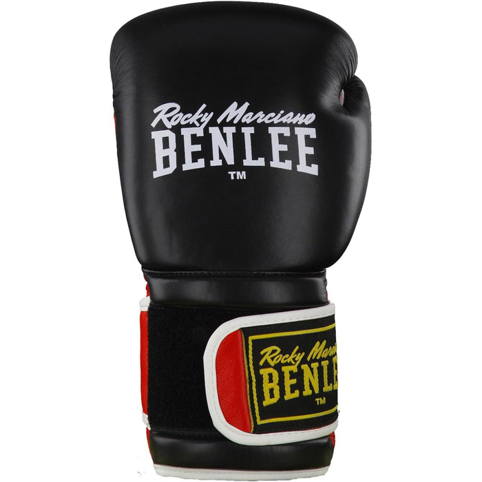 Боксерські рукавички BENLEE Sugar Deluxe 12 унцій, шкіряні, чорні/червоні