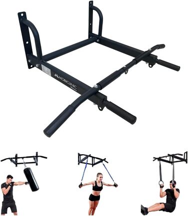 Турнік настінний Mobiclinic Fitness з кріпленням, до 150 кг, для боксерської груші, каллістеніки, домашній спортзал, нековзні ручки, універсальний
