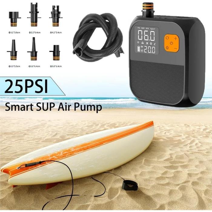 Електрична повітряна помпа для SUP-дошок, каяків та човнів, 8000 mAh, 25 PSI, 80 W, LED-дисплей, 120 л/хв