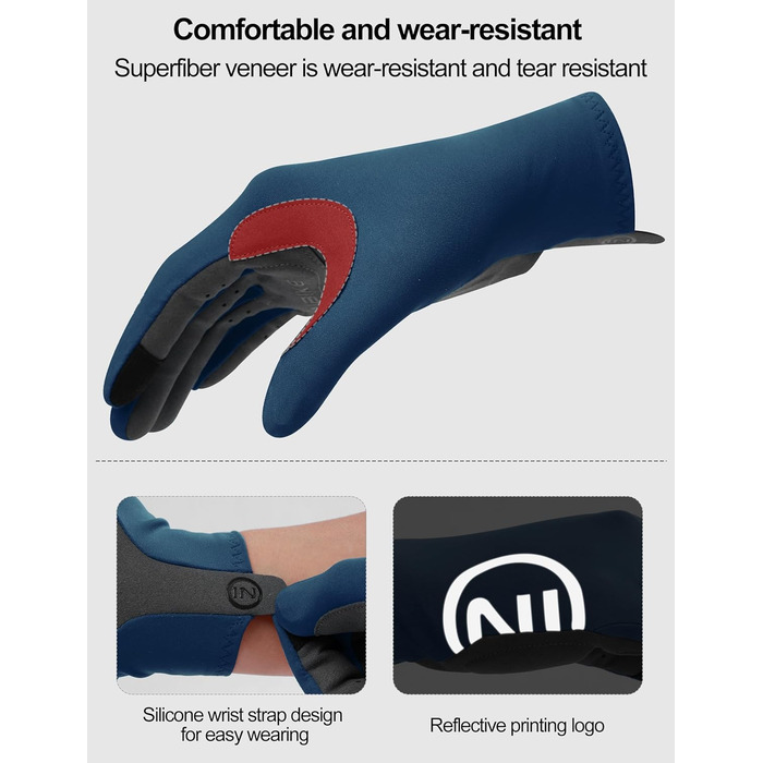 Велосипедні рукавички INBIKE для чоловіків та жінок, літні, дихаючі, MTB, довгі, з відбиваючими елементами, антиковзаючі, для їзди на велосипеді, шосе, спорту, синього кольору