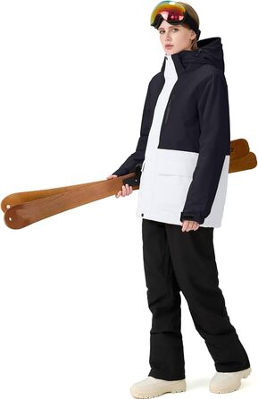 Жіночий гірськолижний костюм HOTIAN 2 частини: куртка та штани. Водонепроникний, вітронепроникний, теплий. Ідеально для катання на лижах та сноуборді. Розмір L, колір чорний (BK+BK)