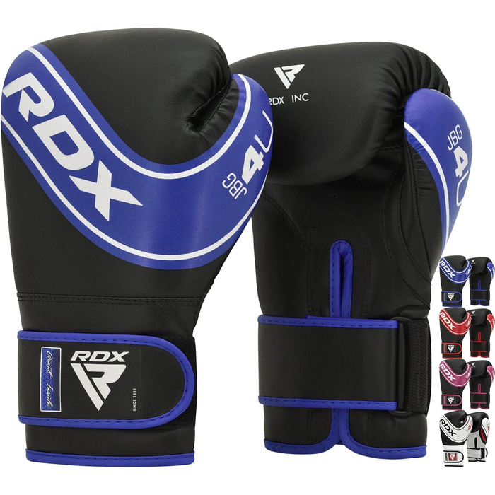 Дитячі боксерські рукавички RDX 6oz 4oz для тренувань, штучна шкіра, вентиляція, Muay Thai, MMA, кікбоксинг, сині