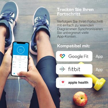 Розумна вага Active Era з Bluetooth, аналізом складу тіла, вимірюванням жиру, ІМТ, м'язової маси, води, білка та кісткової маси, 180 кг, чорна