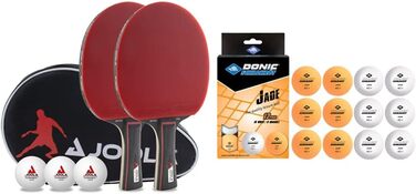 Набір для настільного тенісу JOOLA Duo PRO: 2 ракетки, 3 м'ячі, чохол, червоно-чорний + м'ячі Schildkröt та Donic