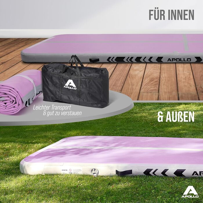Надувний гімнастичний мат Apollo Air Mat Pro 3м/4м для дорослих і дітей, доріжка для акробатики, домашня та вулична гімнастика