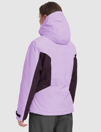 Жіноча лижна куртка GEMYSE: водонепроникна, вітронепроникна, тепла з капюшоном (Eislila/Morgengrau-Lila)