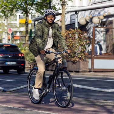 ABUS Stadthelm Urban-I 3.0: шолом для велосипеда з ліхтариком, козирком та магнітною застібкою, для жінок та чоловіків, розмір L (56-61 см), білий (polar white), сірий (monument grey)