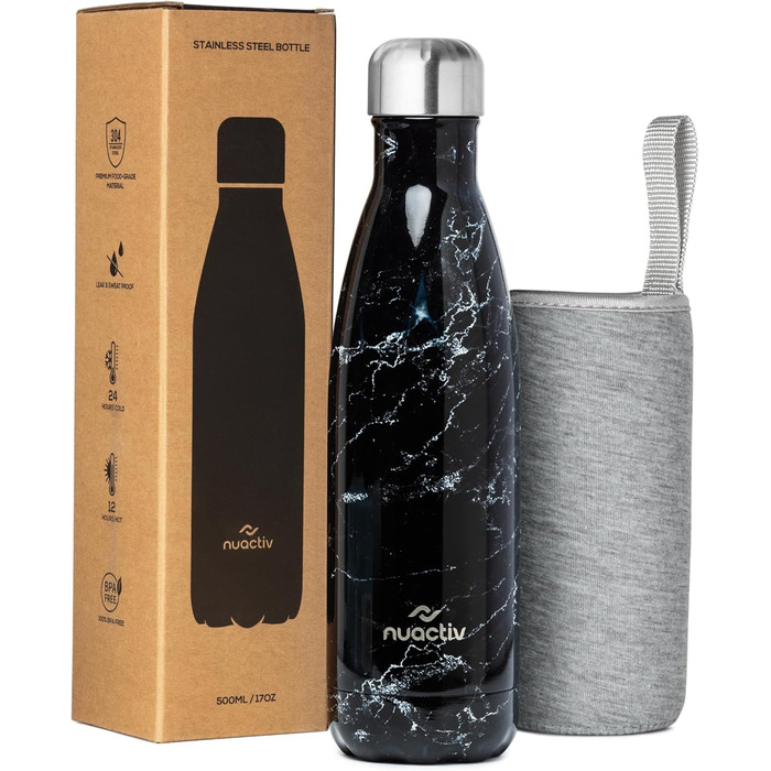 Фляга з нержавіючої сталі 500 мл – ізольована фляга, зберігає холод до 24 годин та тепло до 12 годин. Без витоку, з подвійними стінками, BPA-Free, міцна. Ідеально для подорожей, активного відпочинку, школи, спорту, фітнесу та повсякденного використання. К