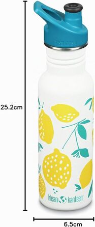 Сталева багаторазова пляшка для води Klean Kanteen (Lemons), унісекс, 1008925