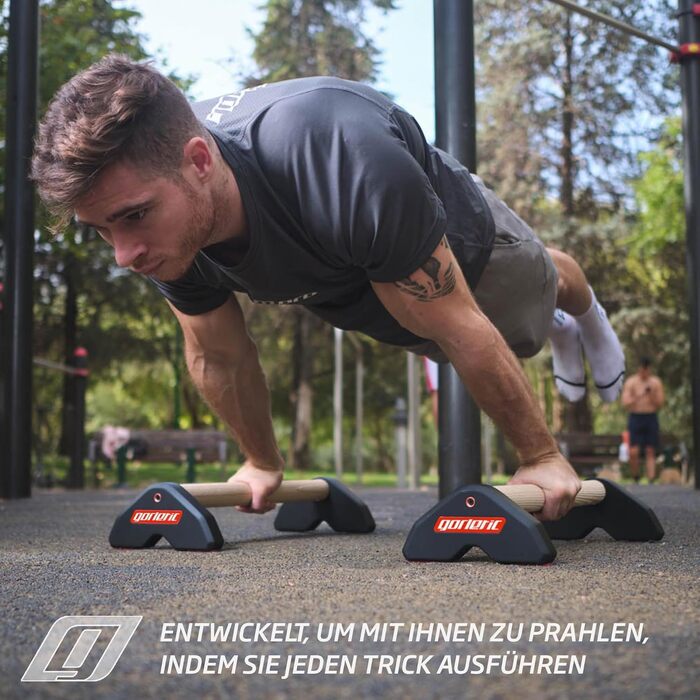 Паралетси LowFit PRO Gorletic для каллістеніки та гімнастики, компактні, преміум-якість, магнітний дизайн, білі з червоним