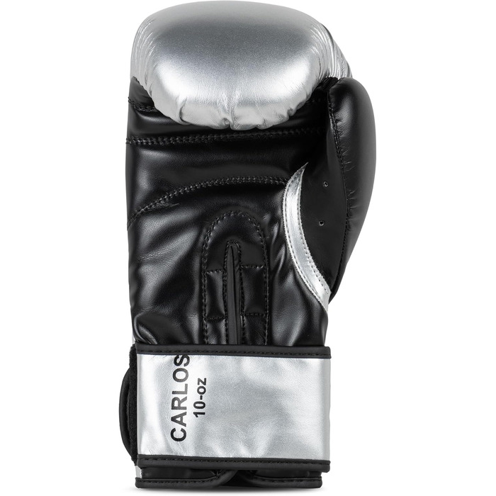 Боксерські рукавички BENLEE Carlos з екошкіри, 06 oz, срібно-чорні