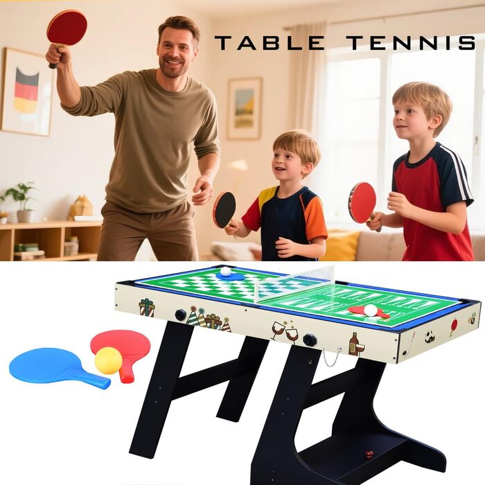 OYE 4FT 8-в-1 Складаний багатофункціональний ігровий стіл - пінг-понг, хокей на повітрі, більярд, настільний футбол, MDF