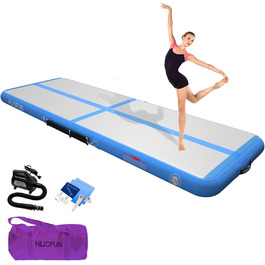 Гімнастичний надувний мат для акробатики та тренувань 3/4/5/6 метрів, 20 см заввишки, біло-блакитна. Ідеально для йоги, таekwondo, акробатики.