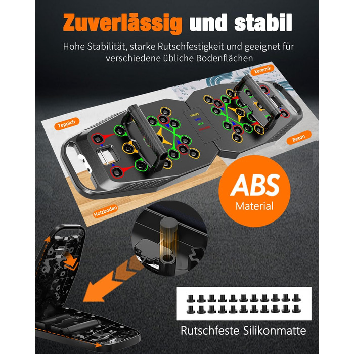 Багатофункціональна дошка для віджимань 20 в 1, складаний тренажер для дому та фітнесу, регульована портативна рама для тренувань (чорна)