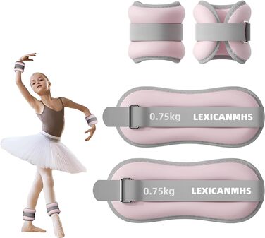 LEXICANMHS Набір обважнювачів для рук і ніг 2 шт, регульовані обважнювачі для щиколоток і зап'ясть, для дітей і початківців, для танців, ходьби, бігу, рожеві