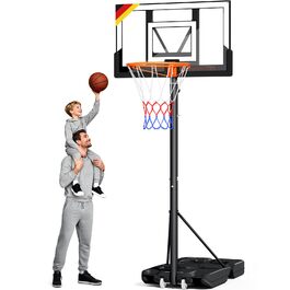 Баскетбольне кільце вуличне з підставкою, регульована висота 100-305 см, міцна задня дошка, сітка для дітей та дорослих