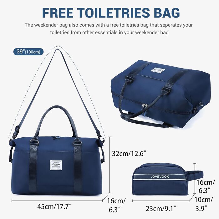 Спортивна сумка LOVEVOOK для жінок, дорожня сумка-мішок, 30L, водонепроникна, для подорожей, фітнесу, клініки (темно-синій)
