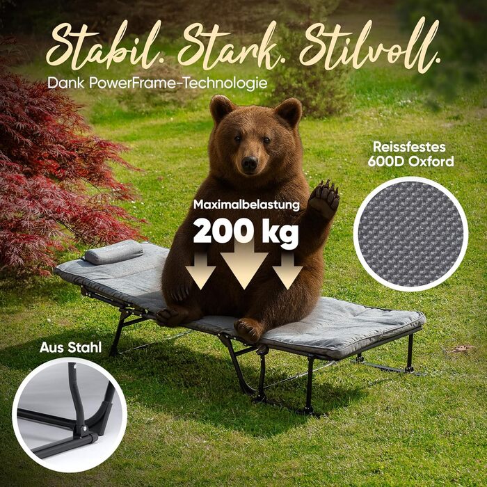 Розкладне шезлонг для відпочинку на сонце: стілець, шезлонг, для саду та кемпінгу, до 200 кг, вологостійкий
