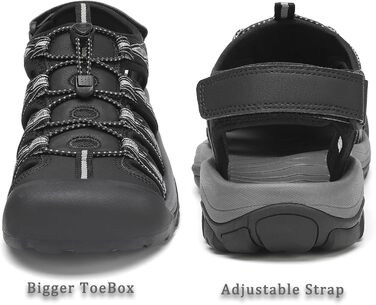 Чоловічі сандалі FLARUT для активного відпочинку та туризму (42 EU, чорно-білі)